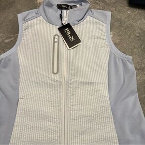 RLX Ladies SeerSucker Vest XS Blue and White